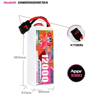 Аккумулятор Li-po Gaoneng GNB 12000mah 4S1P 14.8V 70C 37x80x183mm GNB120004S70A — фото 3