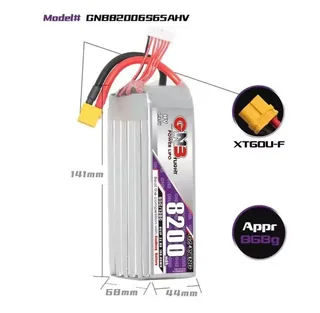 Аккумулятор Li-po GNB 8200mah 6S1P 22.8V HV 65C 68x44x141mm XT60 GNB82006S65AHV — фото 2