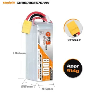 Аккумулятор Li-po Gaoneng GNB 8000mah 6S2P 22.8V HV 70C 68x45x144mm XT60 GNB80006S70AHV — фото 2