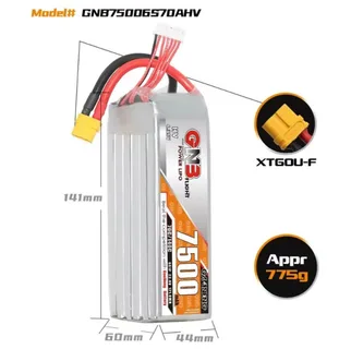 Аккумулятор Li-po Gaoneng GNB 7500mah 6S1P 22.8V HV 70C 60x44x141mm XT60 GNB75006S70AHV — фото 3