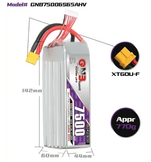Аккумулятор Li-po Gaoneng GNB 7500mah 6S1P 22.8V HV 65C 60x44x142mm GNB75006S65AHV — фото 2
