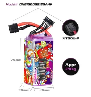 Аккумулятор Li-po Gaoneng GNB 1500mah 6S1P 22.8V HV 120C 38x38x79mm GNB15006S120AHV — фото 3