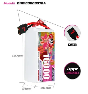Аккумулятор Li-po Gaoneng GNB 16000mah 8S1P 29.6V 70C 91x80x187mm GNB160008S70A — фото 2
