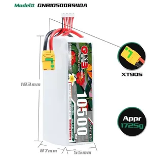 Аккумулятор Li-po Gaoneng GNB 10500mah 8S1P 29.6V 40C 87x55x183mm GNB105008S40A — фото 3