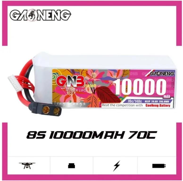 Аккумулятор Li-po Gaoneng GNB 10000mah 8S1P 29.6V 70C 87x55x182mm GNB100008S70A