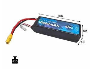 LiPo аккумулятор B&C 10000 мАч 14.8V (4S) 90C с разъёмом XT90S, Soft Case B&C-10000-4S-90-S-XT90S — фото 2