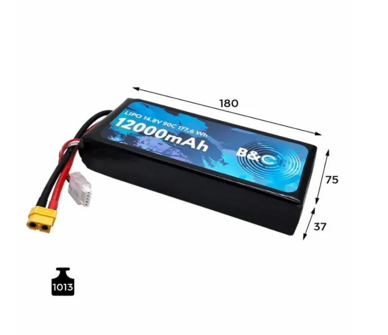 Аккумулятор Li-po 12000 MAH 14.8V (4s) 90C, XT60, Soft case B&C-12000-4S-90-S-XT60