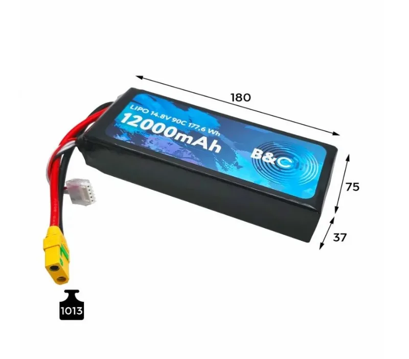 Аккумулятор Li-po 12000 MAH 14.8V (4s) 90C, XT90S, Soft case B&C-12000-4S-90-S-XT90S