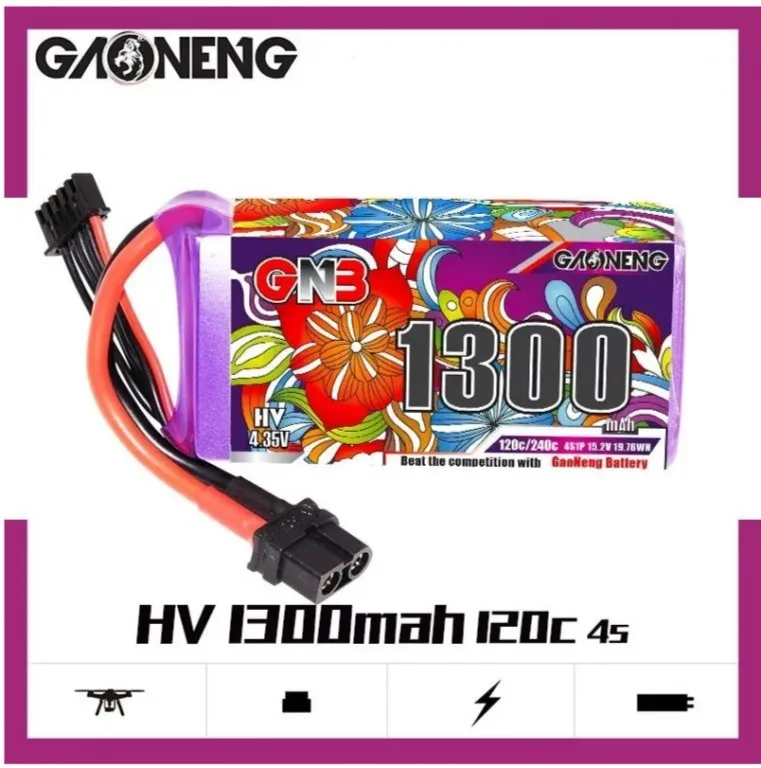 Аккумулятор Li-po Gaoneng GNB 1300mah 4S1P 15.2V HV 120C 23.5x38x80mm GNB13004S120AHV