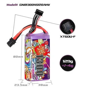 Аккумулятор Li-po Gaoneng GNB 1300mah 4S1P 15.2V HV 120C 23.5x38x80mm GNB13004S120AHV — фото 3