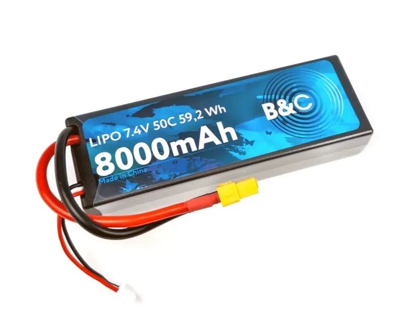 Аккумулятор Li-po B&C 8000 MAH 7.4v (2s), 50C, XT60, Hardcase B&C-8000-2S-50-H-XT60