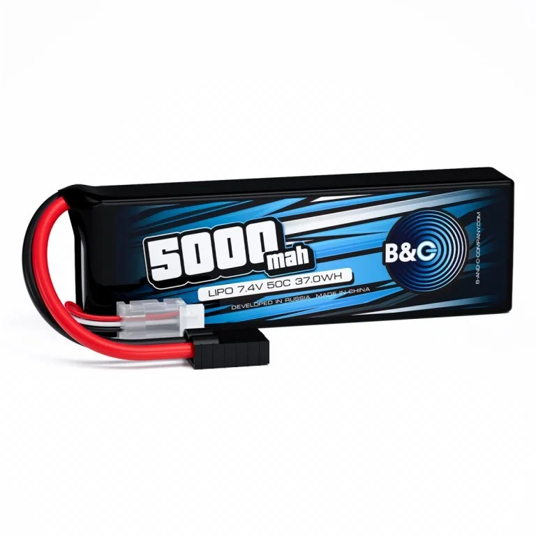 Аккумулятор Li-po B&C 5000 MAH 7.4v (2s), 50C, TRX, Soft case B&C-5000-2S-50-S-TRX