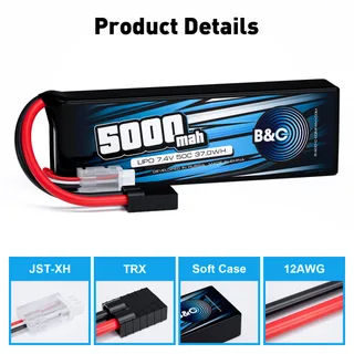 Аккумулятор Li-po B&C 5000 MAH 7.4v (2s), 50C, TRX, Soft case B&C-5000-2S-50-S-TRX — фото 3