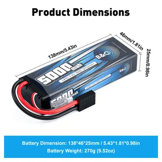 Аккумулятор Li-po B&C 5000 MAH 7.4v (2s), 50C, TRX, Hard case B&C-5000-2S-50-H-TRX — фото 2